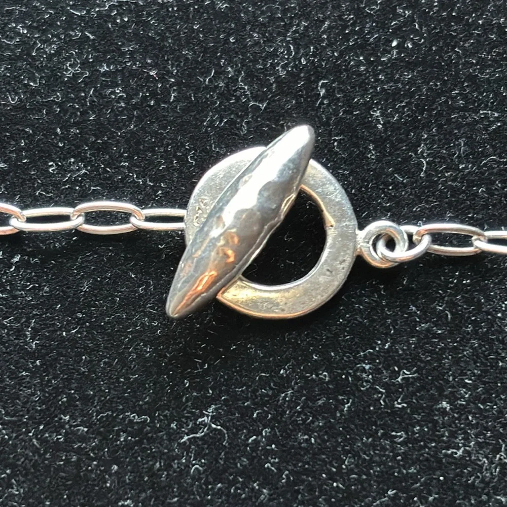 Sterling Silver .925 Hammered Three-Ring Necklace 17” - Picture 3 of 8